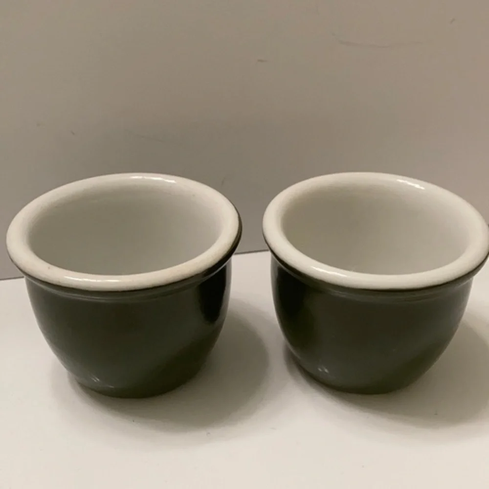 Hall VTG condiment ramekins forest green